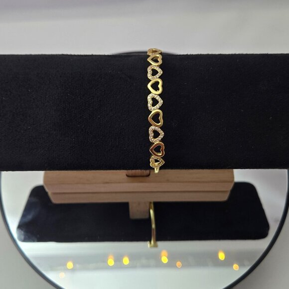 14k Gold over 925 Sterling Silver Swarvoski Crystal Bracelet - Picture 1 of 3